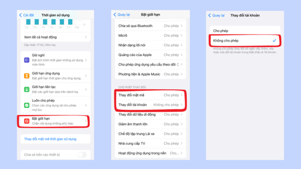 Sau khi bật cho phép thay đổi, mục iCloud bên ngoài cài đặt sẽ bị làm mờ